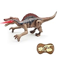 Mini Remote Control Dinosaur Toys for Boys,Simulated Walking Spinosaurus w/Light, Roaring,Great Gift Toy for Kids Age 4 5 6 7 8-12