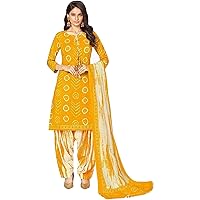 Sewn Women's Wear Cotton Printed Punjabi Patiyala Suits Indian Ethnic Wear Churidar Salwar Kameez Dress