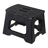 Vigar Compact Foldable Stool, 9 inches, Lightweight, 330-pound Capacity Non-Slip Folding Step Stool, Black