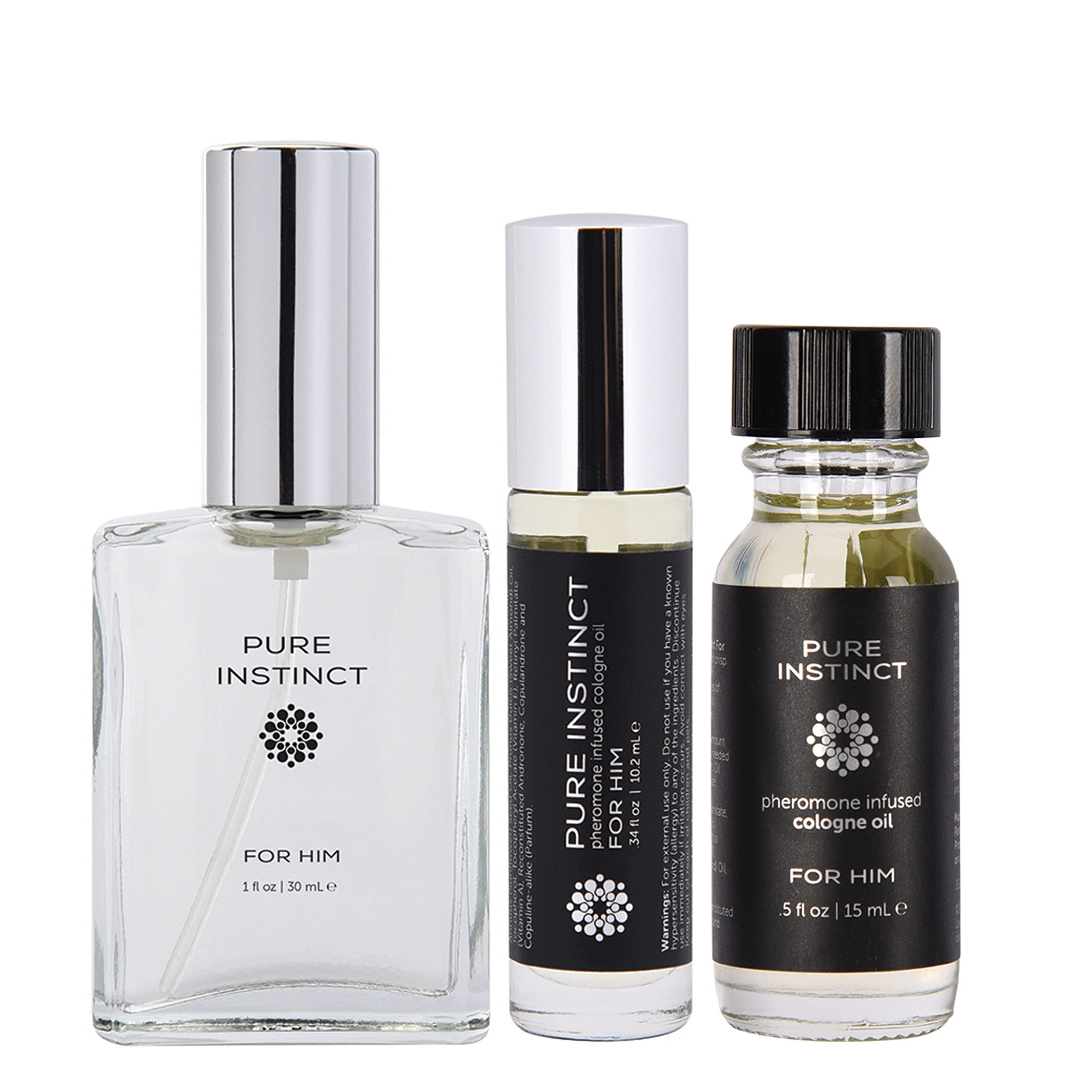 Pure Instinct Pheromone Perfume Cologne Oil Set For Him - Set of 3