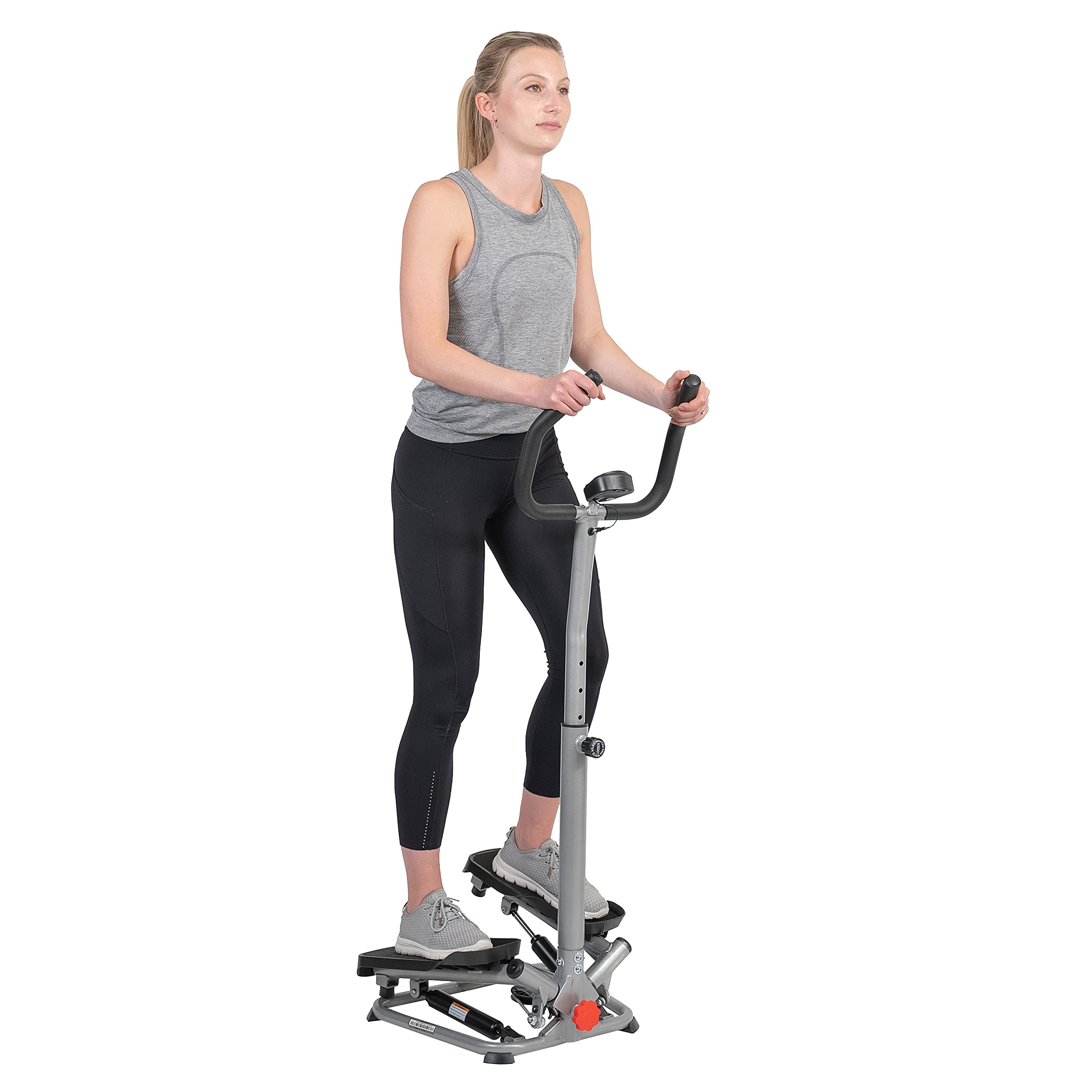 Sunny Health & Fitness Twisting Stair Stepper Machine with Handlebar and Digital Display