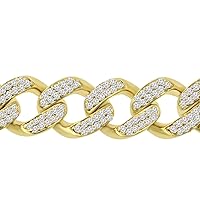 10.15 ct Men's Round Cut Diamond Miami Cuban Link Bracelet in 14 kt Yellow Gold