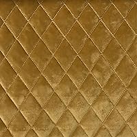 Diamond Designed Luxurious Quilted Velvet Fabric for Upholstery, Sofa, Dining Chairs, Cushions, Pillows, Padding - Width 54 inches - Fabric by The Yard (Gold)