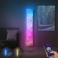 Torchlet Modern Floor Lamp, RGB Color Changing Led Smart Lamp Alexa APP Control with DIY Mode, Music Sync and White Fabric Shade, Standing Lamp for Living/Game Room Bedroom