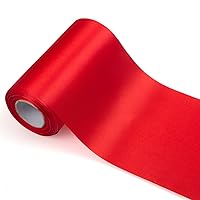 6 inch Wide Red Satin Ribbon Roll - 24.1 Yard Long Bulk for Christmas Holiday Decorative, Wedding Birthday Ceremonial, Gift Wrapping, Ribbons Cutting, Chair Sashes, Indoor or Outdoor Embellish