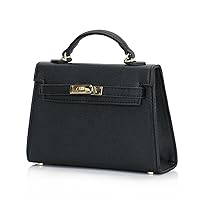 Womens Leather Handbags Purses Mini Top Handle Totes Satchel Shoulder Bag for Ladies 9 * 2.5 * 5.5in, Black, One Size