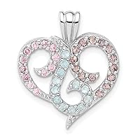 Sterling Silver Multi Color CZ Heart Pendant Fine Jewelry Gift For Her For Women