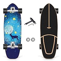 Land Surfing SurfSkates Pumpping Carving Skateboard Animation Pattern Series, CX4 Truck, ABEC-11 Bearing, Maple Pressed Deck 75×23.5cm, with T-Tool and Spare Bearing, for Children Adults