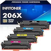 206X 206A Toner Cartridges 4 Pack High Yield M283cdw Set Compatible for HP 206X Color Laserjet Pro MFP M283fdw M255dw M283 Printer Ink (with Chip)