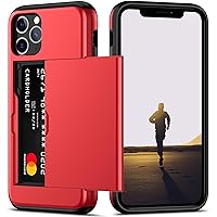 Nvollnoe for iPhone 11 Pro Case with Card Holder,Heavy Duty Protective Dual Layer Shockproof Hidden Card Slot Slim Wallet Case for iPhone 11 Pro for Men&Women(Red)