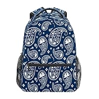 Blue Paisley Bandana College Bookbag Bag Business Laptop Backpack Travel Hiking Daypack Large Diaper Bag for Adult
