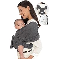 Konny Baby Carrier Elastech Luxury Carrier Wrap, Easy to Wear Baby Wrap Carrier, Perfect Essentials Cloths for Newborn Babies up to 44 lbs, (Charcoal, L)