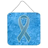 Caroline's Treasures AN1206DS66 Blue Ribbon for Prostate Cancer Awareness Wall or Door Hanging Prints Aluminum Metal Sign Kitchen Wall Bar Bathroom Plaque Home Decor, 6x6, Multicolor