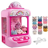 Claw Machine for Kids,Unicorn Mini Vending Machines Candy Grabber Prize Dispenser Pink Toys for Girls,Electronic Arcade Game with 20 Mini Plush Toys for Christmas Birthday Gifts