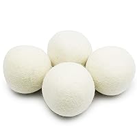 (WB0004-4 Pack) Wool Dryer Balls - New and Improved XL Eco-Friendly Natural Unscented Fabric Softener Static Guard - 100% Natural New Zealand Premium Wool from Surface to core