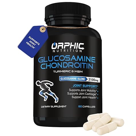 ORPHIC NUTRITION Glucosamine Chondroitin (90 Caps) - Joint Support Supplement* -Turmeric & MSM 2100MG - S​upports Mobility and The Body's Normal, Healthy Inflammatory Response* - for Men & Women