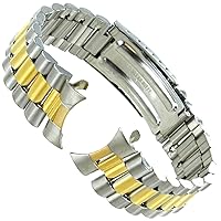 18mm Hirsch Two Tone Stainless Steel Curved End Band Clasp WatchBand 230