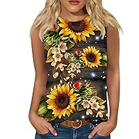 Womens Tank Tops Loose Fit, Layering Tanks for Women Womens Camisole Tank Tops Summer Sunflower Tops for Women 2024 Trendy Soft Sleeveless Tops Shirt Workout Tank Tops Woman (3-Navy,3XL)