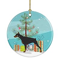 Caroline's Treasures Doberman Pinscher Merry Christmas Tree Ceramic Ornament Christmas Tree Hanging Decorations for Home Christmas Holiday, Party, Gift, 3 in, Multicolor