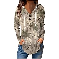 Womens Long Sleeve Tops Long Sleeves Hoodie Blouses Floral Prints Tops Button Tees Fashion Clothing Sweatshirts