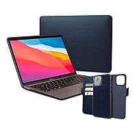 Dreem Bundle: Fibonacci Wallet-Case for iPhone 13 Mini with Euclid MacBook Air Case 13-Inch Hard Cover - Royal