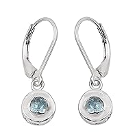 0.50 CTW Blue Diamond Polki Statement Dangles 925 Sterling Silver Platinum Plated Slice Diamond Earrings