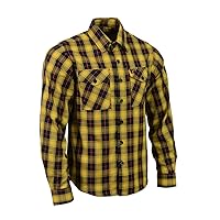 Milwaukee Leather MNG11666 Men's Black and Red with Yellow Long Sleeve Cotton Flannel Shirt - Large