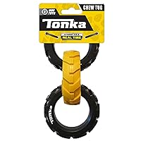 Tonka Rubber 3-Ring Tug Dog Toy, Lightweight, Durable and Water Resistant, 7.5 Inches, for Medium/Large Breeds, Single Unit, Yellow/Black
