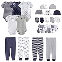 Newborn Layette Gift Set Bodysuits Pants for Baby Girl and Boy 24 Piece 100% Cotton Essentials and Accessories