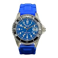 Del Mar 50269 43mm Stainless Steel Quartz Watch w/Silicone Band in Blue with a Blue dial