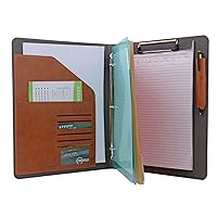 Binder Portfolio Organizer with Color File Folders, Business and Interview Padfolio with 3-Ring Binder, Clipboard