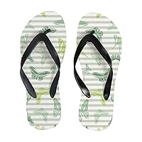Vantaso Slim Flip Flops for Women Flying Green Butterfly Yoga Mat Thong Sandals Casual Slippers