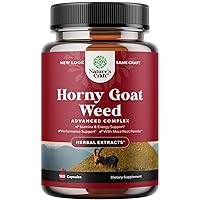 Horny Goat Weed for Male Enhancement - Halal Extra Strength Horny Goat Weed for Men 1590mg Complex with Saw Palmetto L Arginine Panax Ginseng and Tongkat Ali Extract Supplement for Men 90 Servings