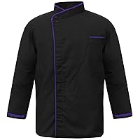 Shaped PN-41 Men's Black Chef Jacket Multi Colour PN in Collar Chef Coat