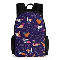 Colorful Origami Paper Swallow Birds 17 Inch Laptop Backpack Large Capacity Daypack Travel Shoulder Bag for Men&Women