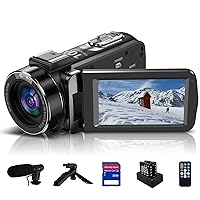 GOGERLY 4K 30MP Camcorder Video Camera 10X Optical Auto Focus Camcorders Vlogging Camera with Tripod 3.0