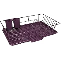3 Piece Dish Drainer Rack Set with Drying Board and Utensil Holder, 12