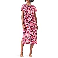 NIC+ZOE Women's Blurred Floral Ss Side Slit Midi Dress