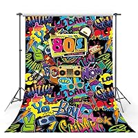 MEHOFOTO Hip Hop Back to 80s Themed Adult Birthday Party Decorations Banner Photo Studio Booth Background Retro Graffiti Disco Portrait Backdrop Props for Photography 5x7ft