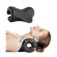 Neck and Shoulder Relaxer - Neck Stretcher Cervical Spine Traction Device to Relieve Neck and Shoulder Fatigue and Pain, Chiropractic Pillow for Relief TMJ Pain Headache and Muscle Relax Spine (Black)