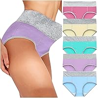 5 Pack Panties for Women High Waist Underwear Stretch Quick-dry Bikini Underpants Solid Patchwork Briefs
