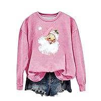 Cute Tops Women Santa Claus Sweater Ugly Christmas Sweatshirts Santa Claus Pullover Fleece Lined Crewneck Winter Top