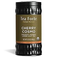 Tea Forte Cherry Cosmo Herbal Tea, Loose Tea Canister Makes 35-50 Cups, Herbal Retreat Organic Herbal Tea, 3.53 Ounces