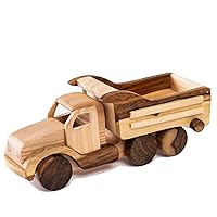 Wooden Truck Toys Car for Toddlers, Unpainted, Safe to Play, Handmade in Vietnam (Truck)