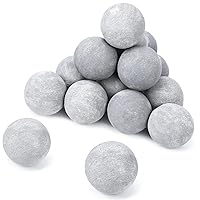 GRISUN Grey Round Ceramic Fire Balls for Fire Pit, 3 Inch Tempered Fire Stones for Natural or Propane Fireplace, Safe for Outdoors and Indoors Fire Pit Reusable Fireballs, Set of 15