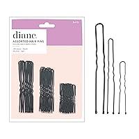 Diane Hair Pins for Women Bulk Pack of 100 Assorted Sizes Jumbo 3, Large 2.5, Medium / Small 1.75 - Black, Crimped Design with Ball Tips, D475-100 Count(Pack of 1)