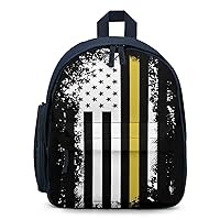 Vintage 911 Dispatcher Thin Gold Line Flag Unisex Backpack Lightweight Laptop Shoulder Bag Causal Daypack Outdoor Bags