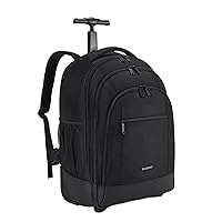 BAGSMART Rolling Backpack, Travel Laptop Backpacks with Wheels, Large Roller College Bookbag, wheeled Computer Bag Business Luggage Carry on for Men Fits 17 Inch Laptop, Black