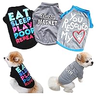 3 Pack Dog Clothes for Small Dogs Boy Yorkie Chihuahua Shih Tzu Cute Puppy Clothes Soft Breathable Dog Shirts Pet Clothing Male Doggy Cat T-Shirts Apparel Costume