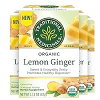 Traditional Medicinals Organic Lemon Ginger Tea, 16 Count (Pack of 4) - Total 64 Tea Bags